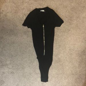 Reformation Black Zip Body Suit